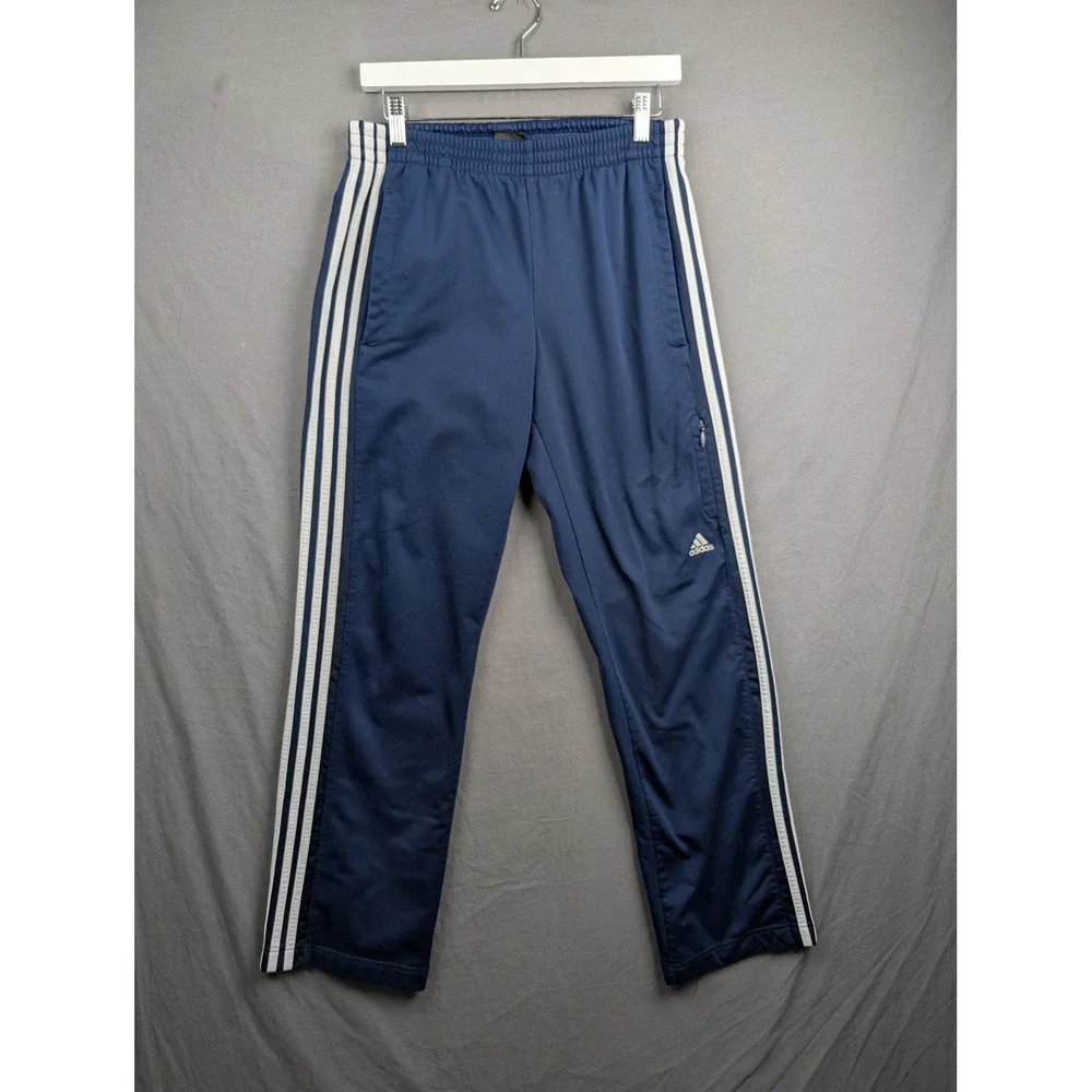 Adidas Mens Navy Blue Three Stripe Track Pants Medium